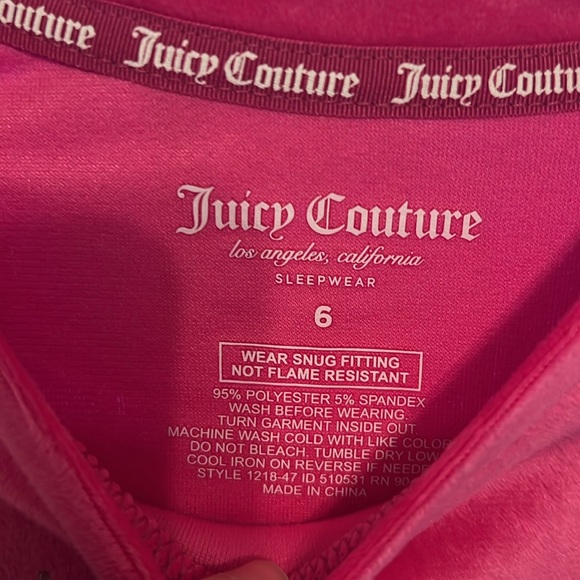 Juicy Couture Girls BNWT Hot Pink Pajamas 2 Pieces Short Sleeve Long Pants - Picture 5 of 10